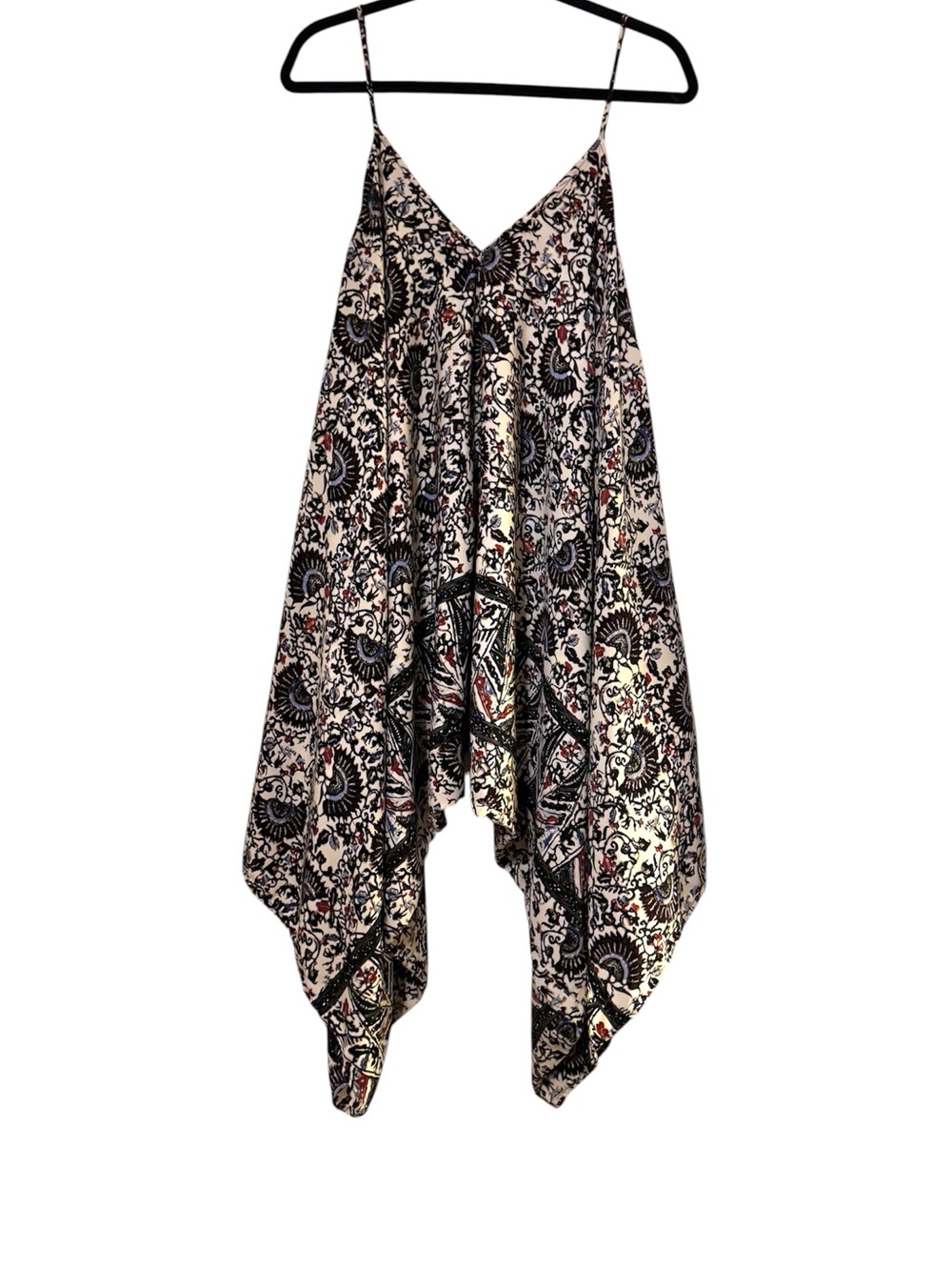 poetry ❤️❤️ Cream & Brown Multi Floral Sleeveless Boho Harem Jumpsuit Sz OS